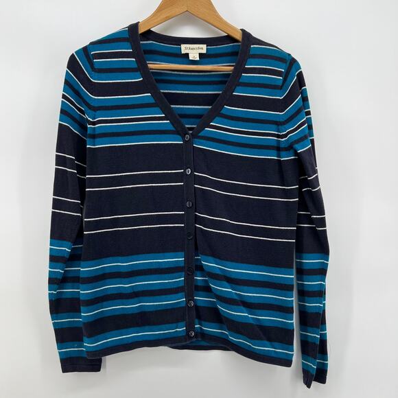 VTG Y2K St. John's Bay Striped Button-Up Cardigan Sweater Cozy Chic Preppy - Picture 1 of 9